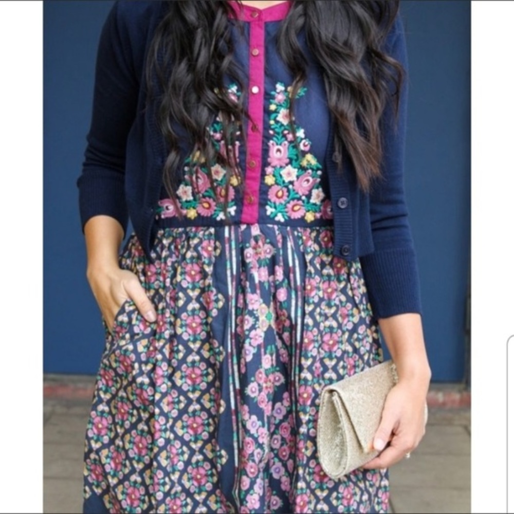 Modcloth Conversation Masterpiece Floral A-Line Midi Dress - M - Picture 4 of 5